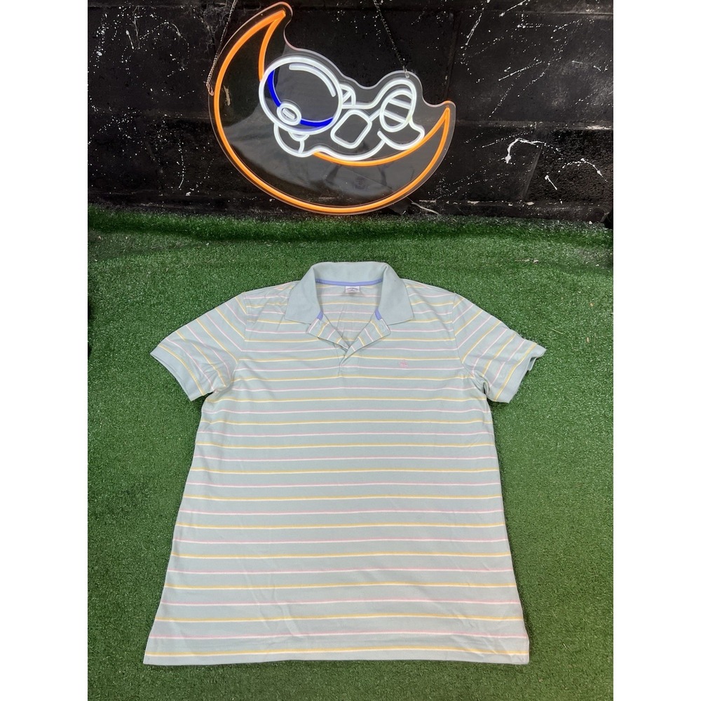 Brooks Brothers 1818 Polo Shirt Mens Size XL Blue Striped Casual Preppy